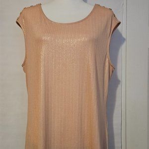 Calvin Klein Blush Pink Gold Shimmer Sleeveless Top Size 0X